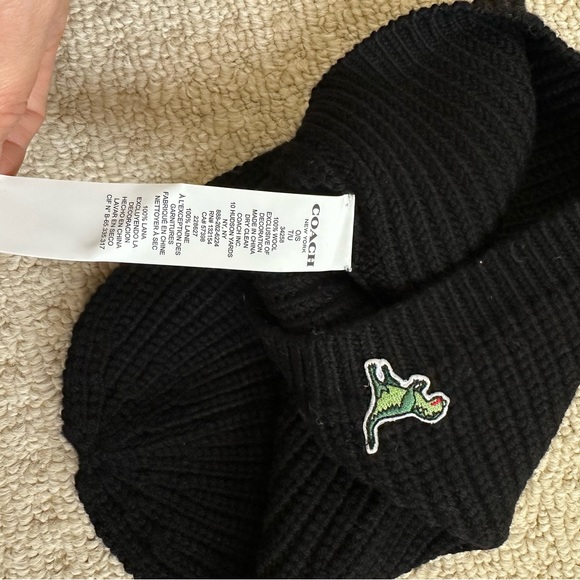 Coach beanie black wool knit hat - Picture 3 of 4